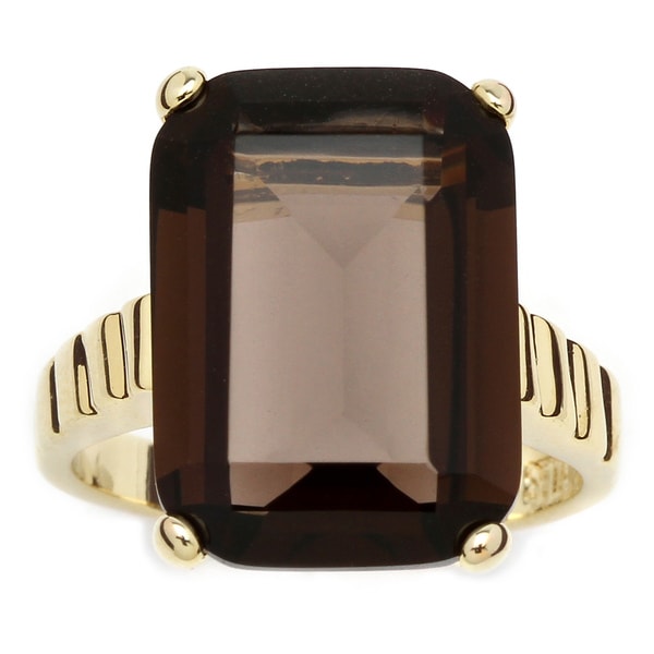 PalmBeach 14k Gold plated Smoky Quartz Ring   Shopping   Top