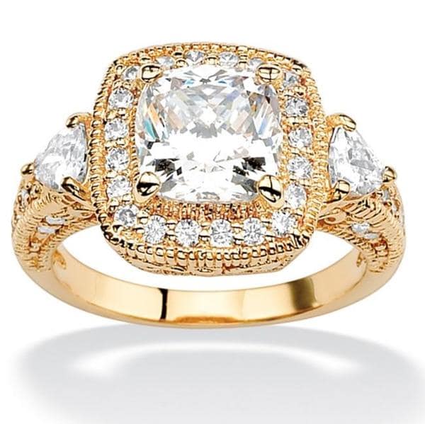 PalmBeach 2.58 TCW Cushion Cut and Trilliant Cut Cubic Zirconia 18k