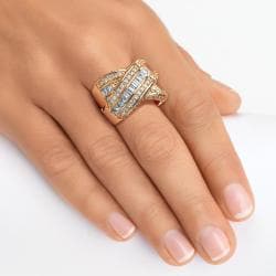 Ultimate CZ Goldtone Clear Cubic Zirconia Crossover Ring Palm Beach Jewelry Cubic Zirconia Rings