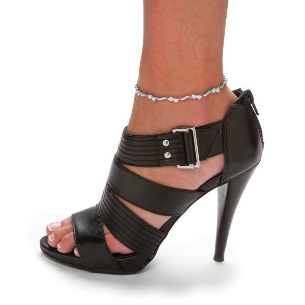 1 8 Tcw Round Diamond Accented Heart And Wings Ankle Bracelet In Platinum Over Sterling Si Overstock