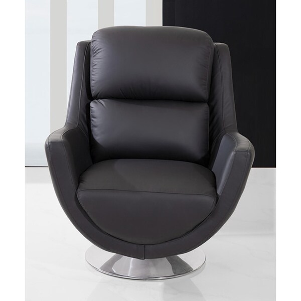 Shop Zentro Black Leather Modern Swivel Chair - Free Shipping Today