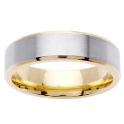 14k Two-tone Gold Men's Brushed Wedding Band - Free Shipping Today ...