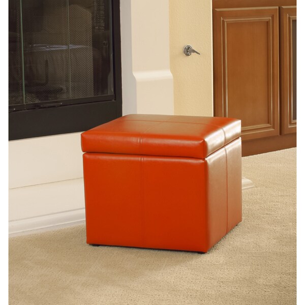 Shop Square Orange Cube Storage Ottoman by Christopher Knight Home