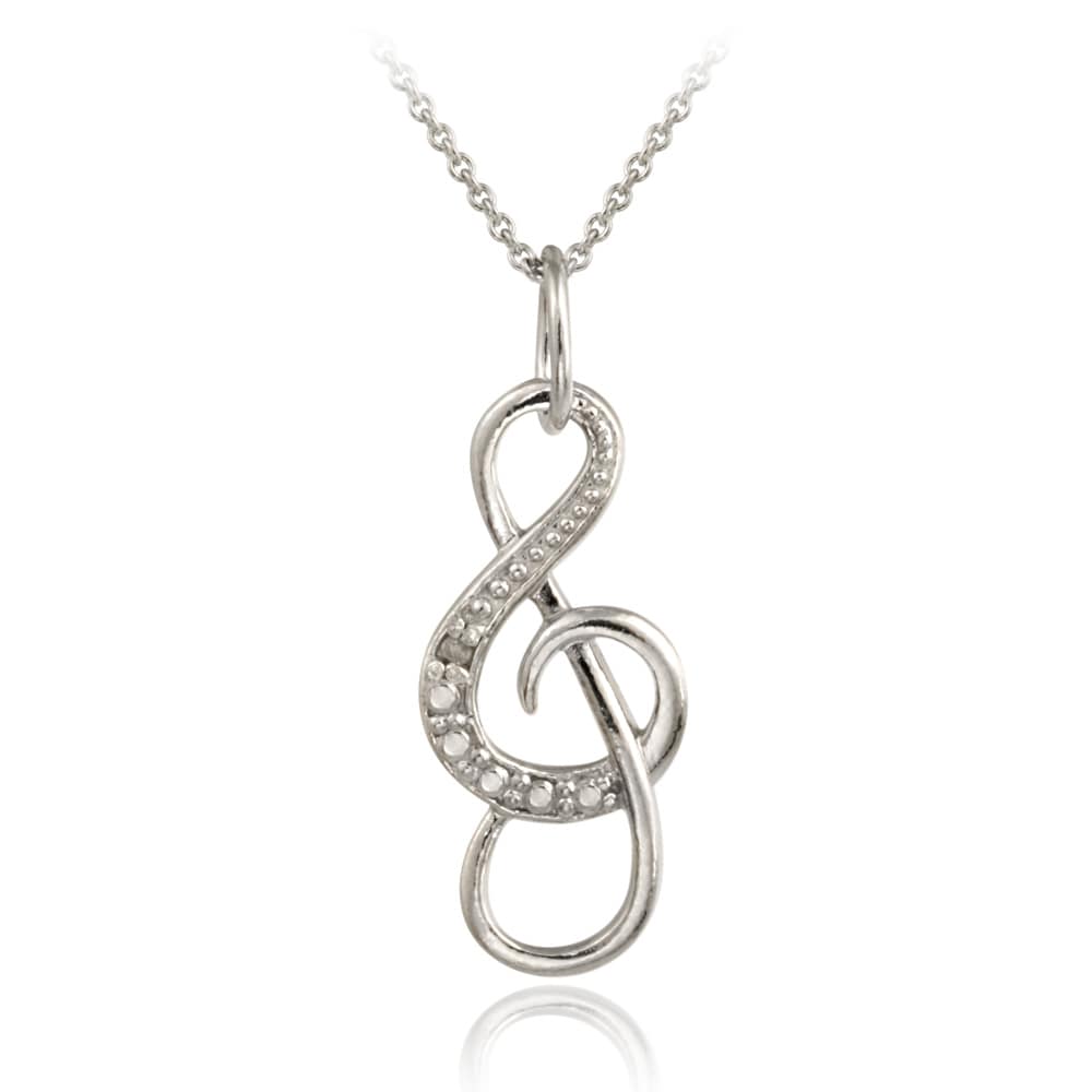 DB Designs Sterling Silver Diamond Accent Musical Note Necklace Free