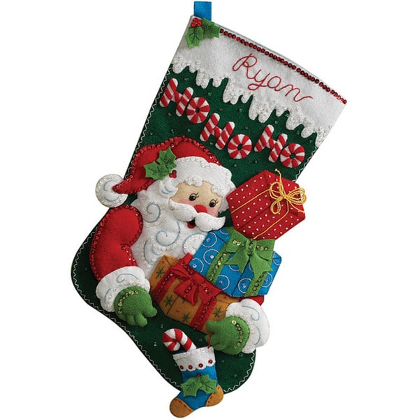 Ho Ho Ho Santa Stocking Felt Applique Kit - Overstock - 6191689