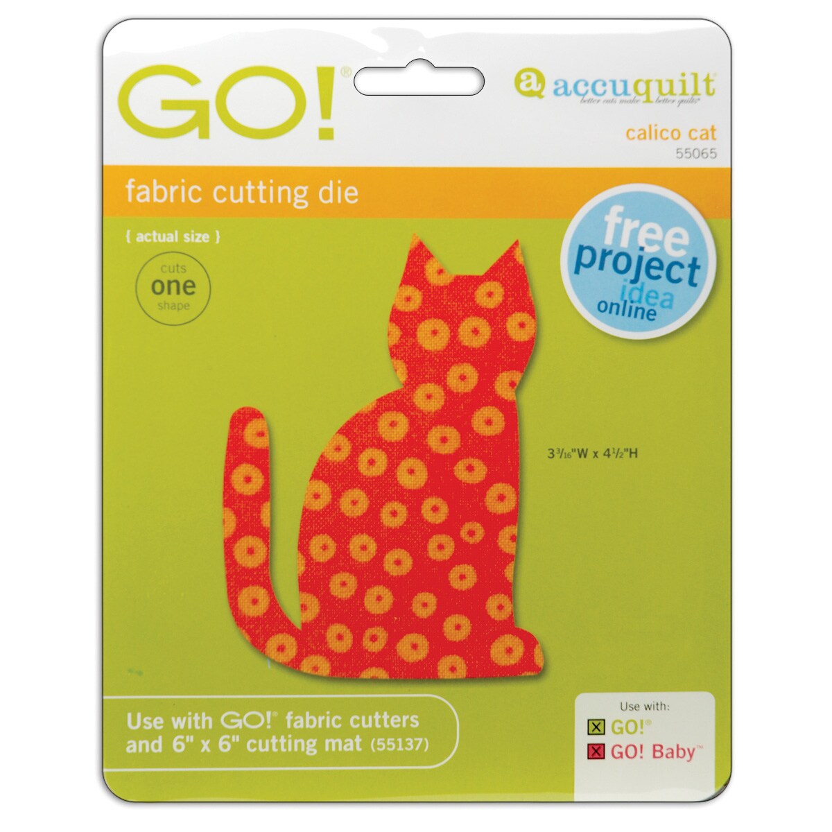 Accuquilt Go Baby Fabric Calico Cat Cutting Die