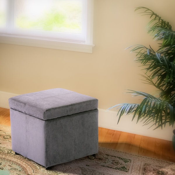 Shop Square Charcoal Gray Microfiber Cube Storage Ottoman Free
