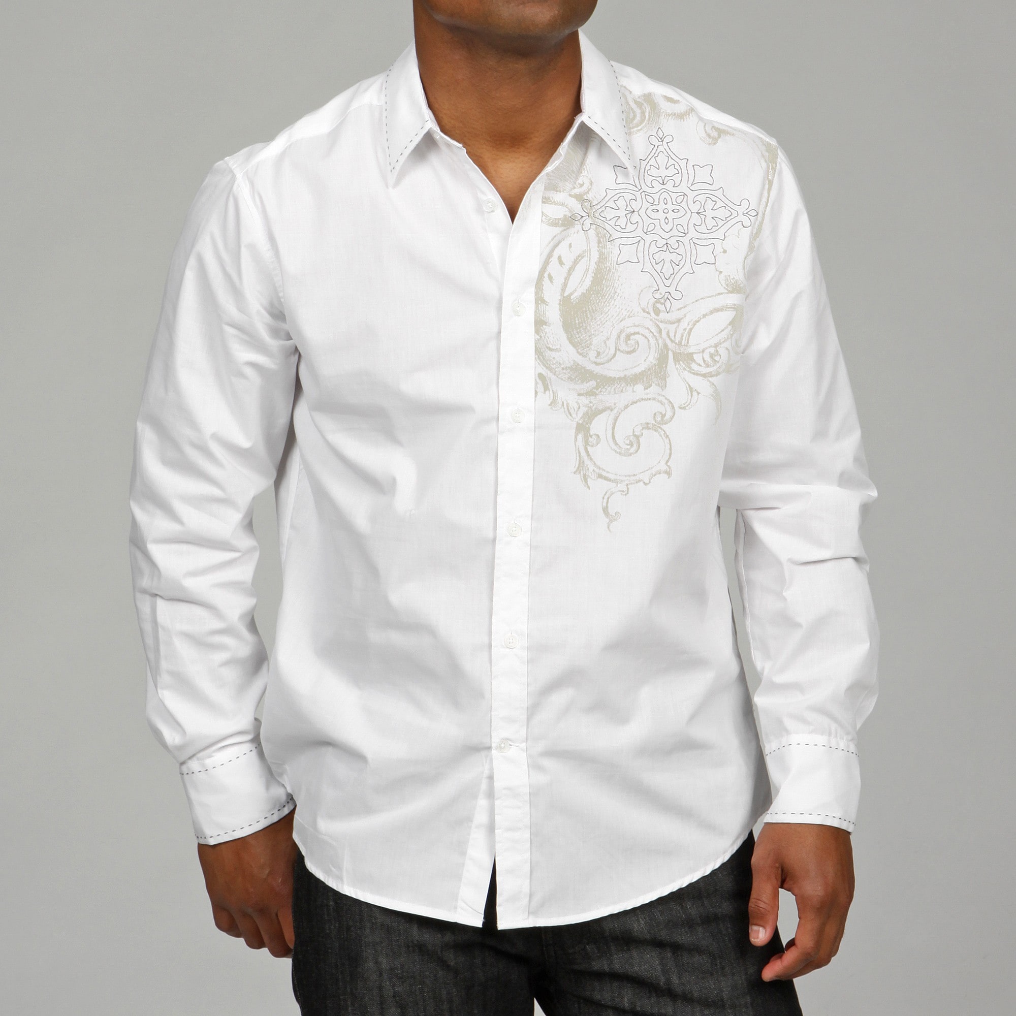 mens embroidered dress shirts