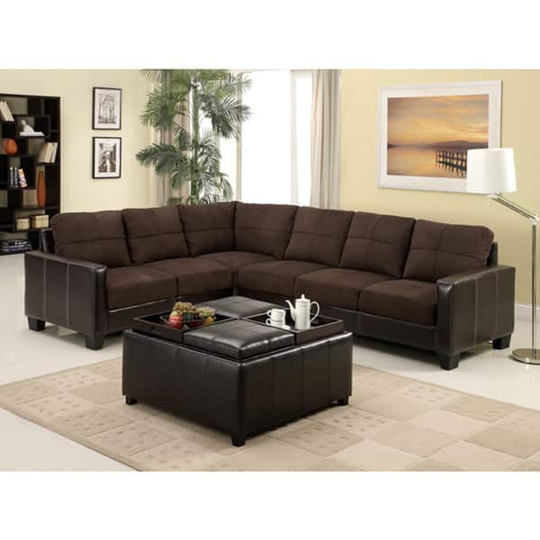 slide 1 of 1, Furniture of America Reese Traditional Espresso 2-piece Sectional