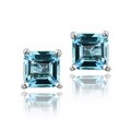 Glitzy Rocks Sterling Silver 5mm Princess Swiss Blue Topaz Stud Earrings