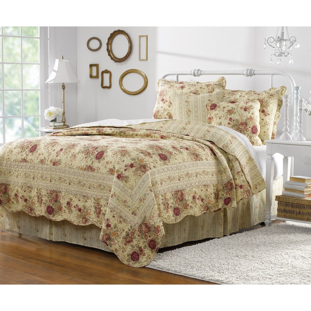 Greenland Home Antique Rose 5-piece Reversible Cotton Quilt Set