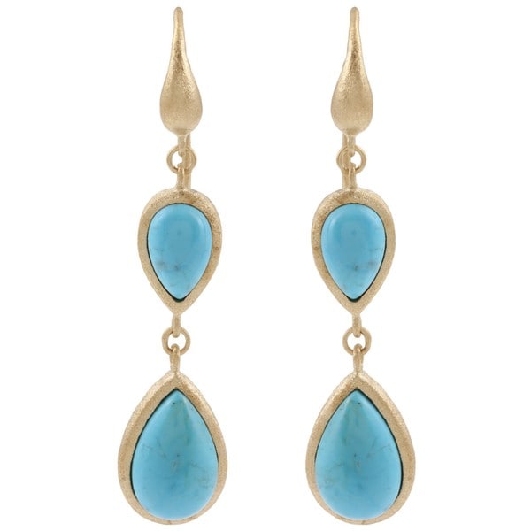 Rivka Friedman 18k Gold Overlay Blue Magnesite Earrings