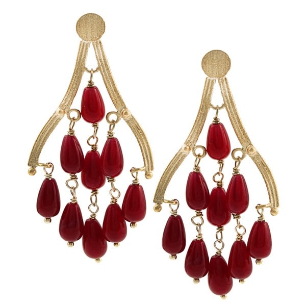 Shop Rivka Friedman 18k Gold Overlay Red Quartzite Chandelier Earrings ...