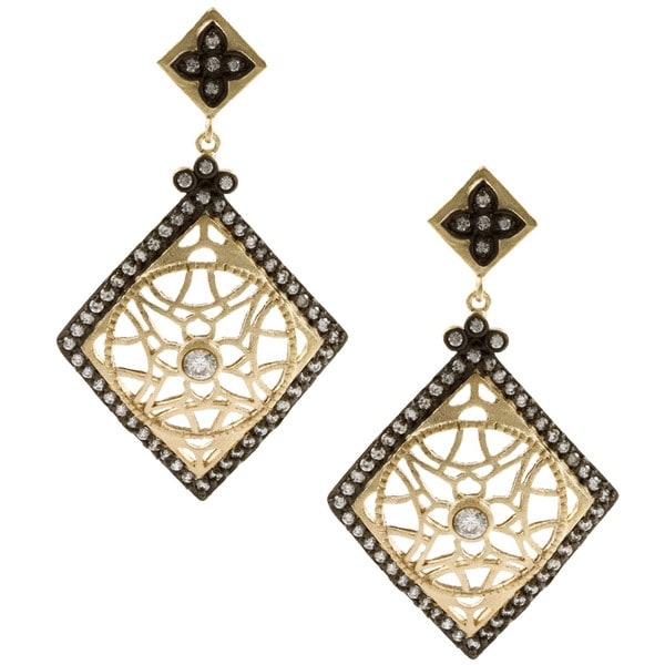 Rivka Friedman 18k Gold Overlay Esha Clear Cubic Zirconia Earrings Rivka Friedman Cubic Zirconia Earrings