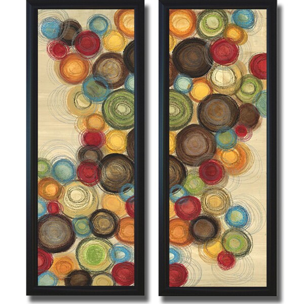 Jeni Lee 'Wednesday Whimsy I and II' Framed 2-piece Canvas Art Set