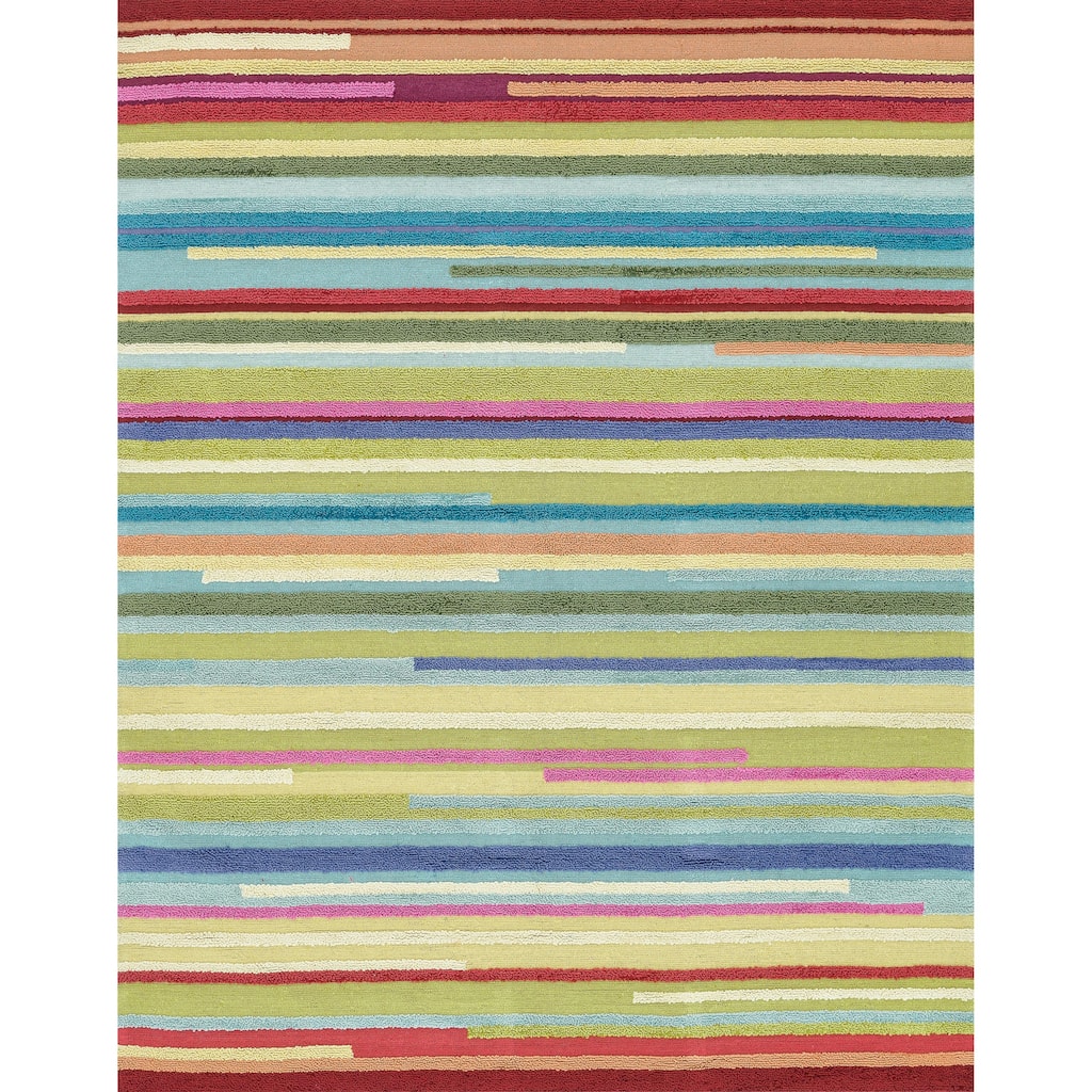 Hand-hooked Peony Multi Stripe Rug