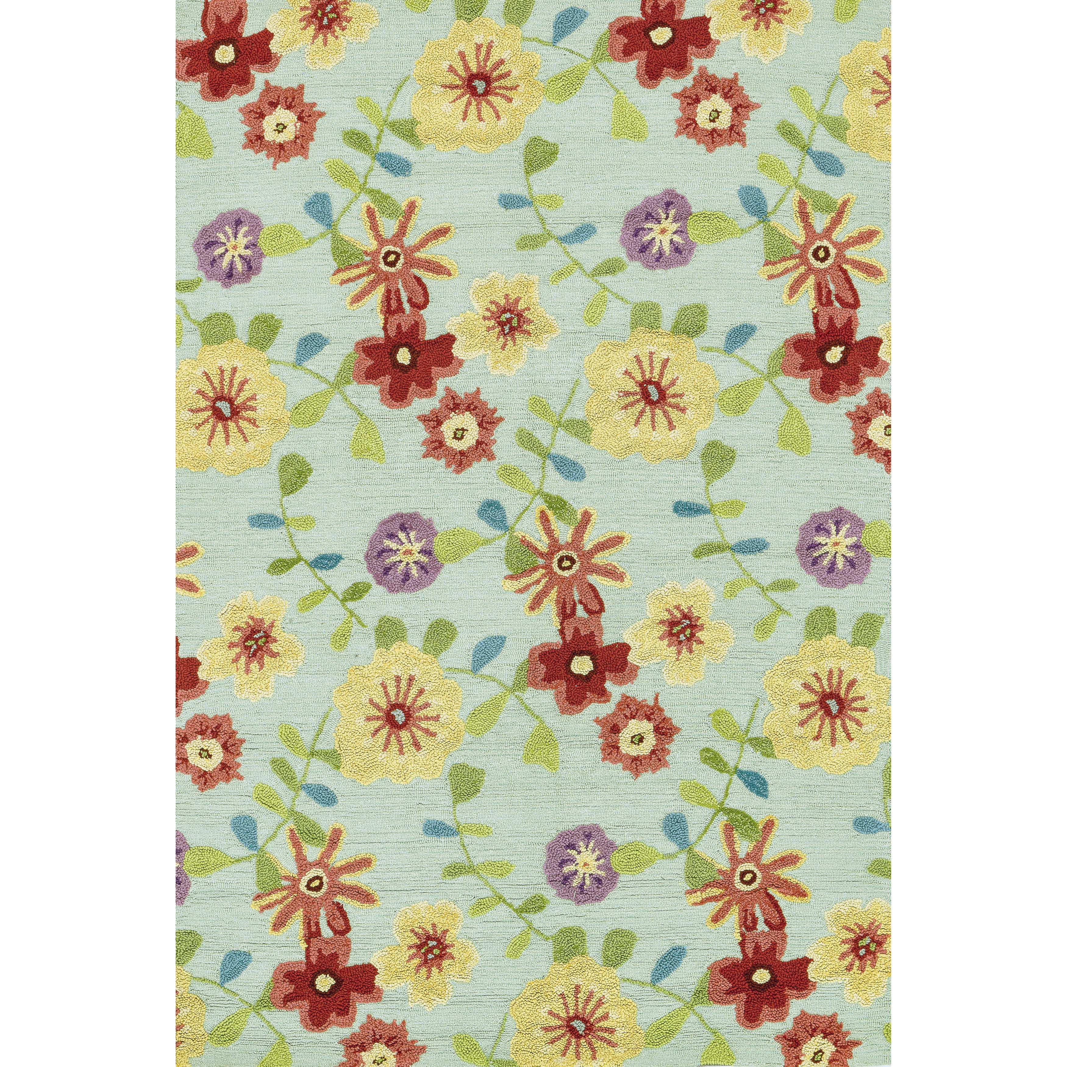 Peony Celadon Multi Floral Rug (76 X 96)