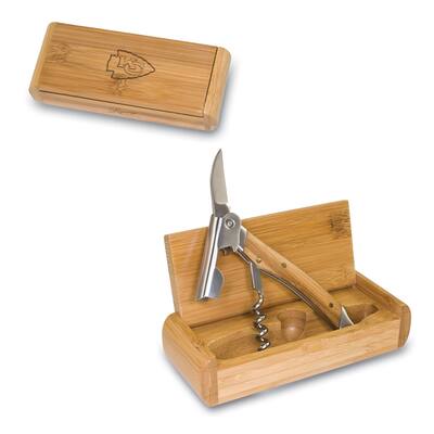 Picnic Time Elan Bamboo Kansas City Chiefs Corkscrew and Bamboo Box - Brown