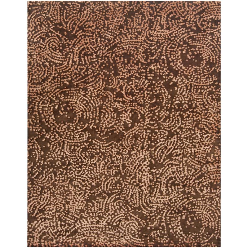 Hand-knotted Contemporary Brown/Tan Fullerton New Zealand Wool Abstract Area Rug - 8' x 11' - 8' x 11' - 8' x 11' - Brown/Tan
