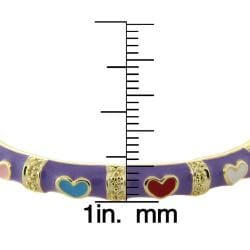 Molly and Emma 14k Gold Overlay Children's Lavender Enamel Heart Design Bangle Bracelet Molly and Emma Children's Bracelets