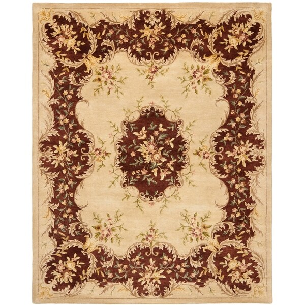 Safavieh Handmade French Bouquet Ivory/ Rust Hand-spun Wool Rug - 8' x 10'