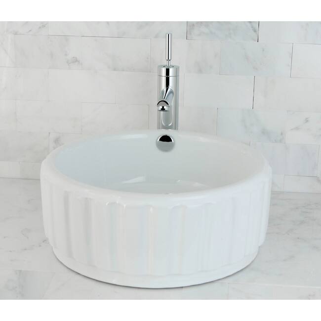 Round Vitreous China White Vessel Sink
