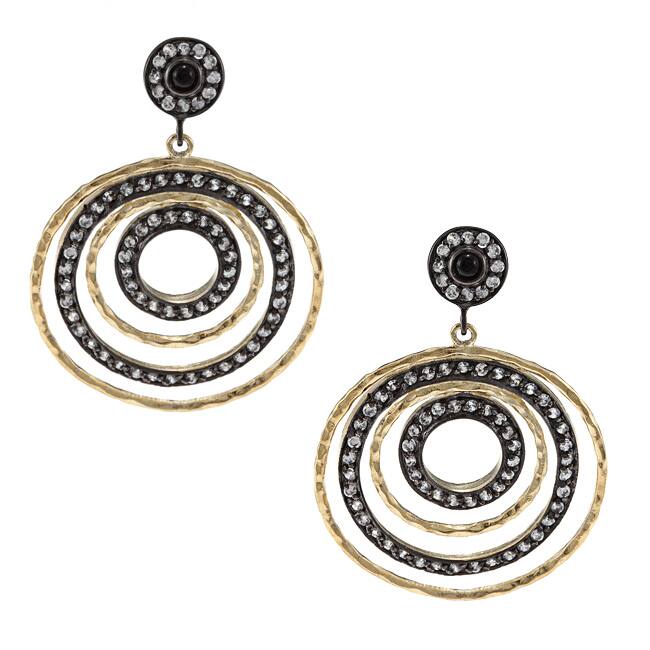 Rivka Friedman Esha 18k Gold Overlay Multi-circle Cubic Zirconia Earrings