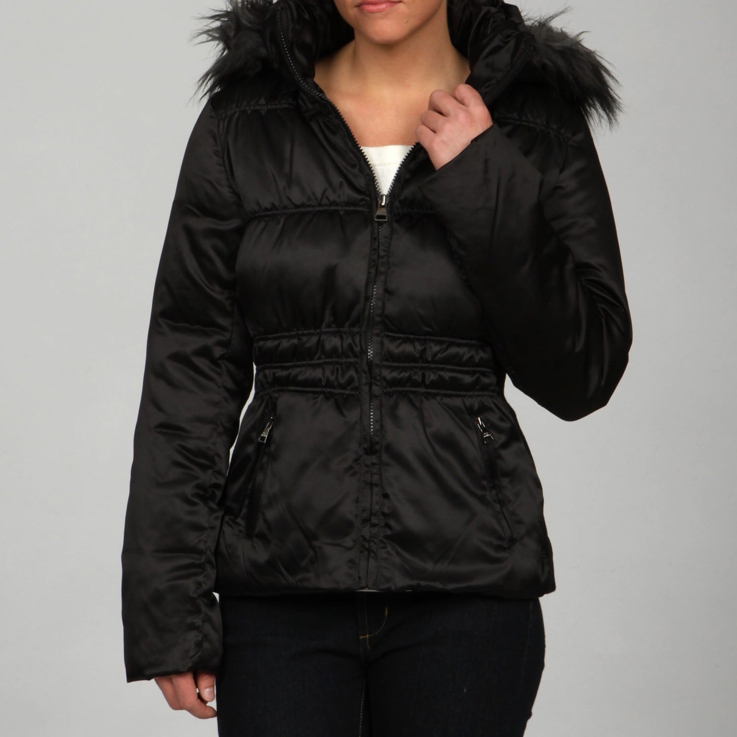 steve madden faux fur hooded puffer jacket