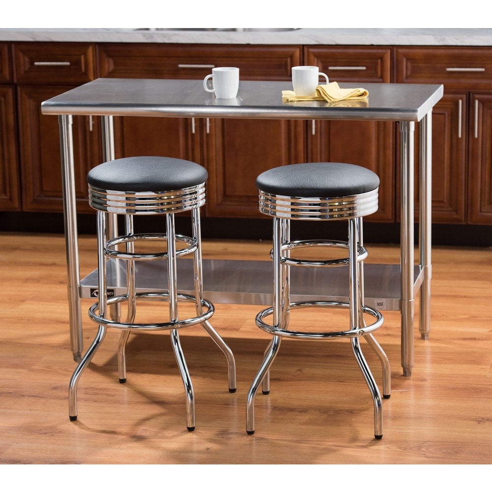 Shop Trinity Chrome Swivel Bar Stools (Set of 2) - Free Shipping Today