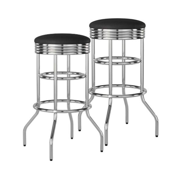 Shop Trinity Chrome Swivel Bar Stools Set Of 2 Overstock 6194135