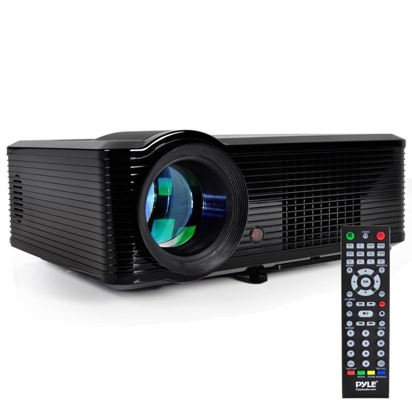 Pyle PRJLE33 Widescreen Projector 1080p HD Support Built In Speakers HDMI Inputs PiP Adjustable Viewing Screen