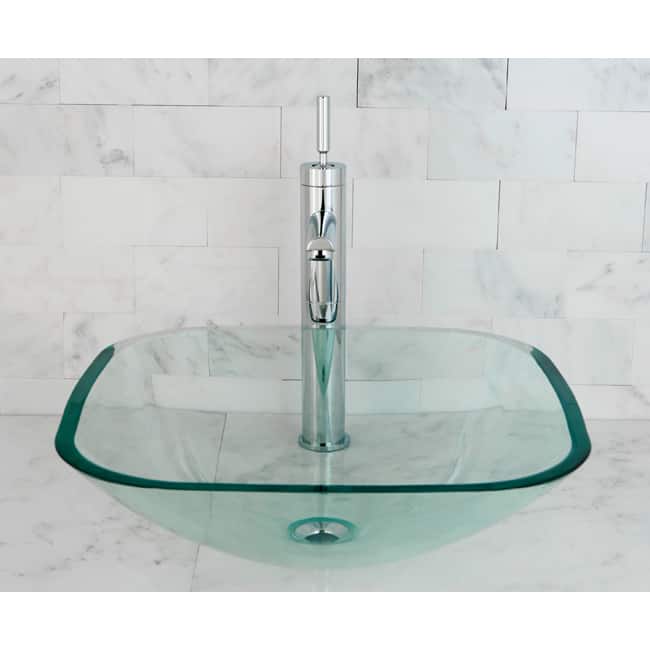 Kingston Brass Clear Tempered Glass Vessel Bathroom Sink