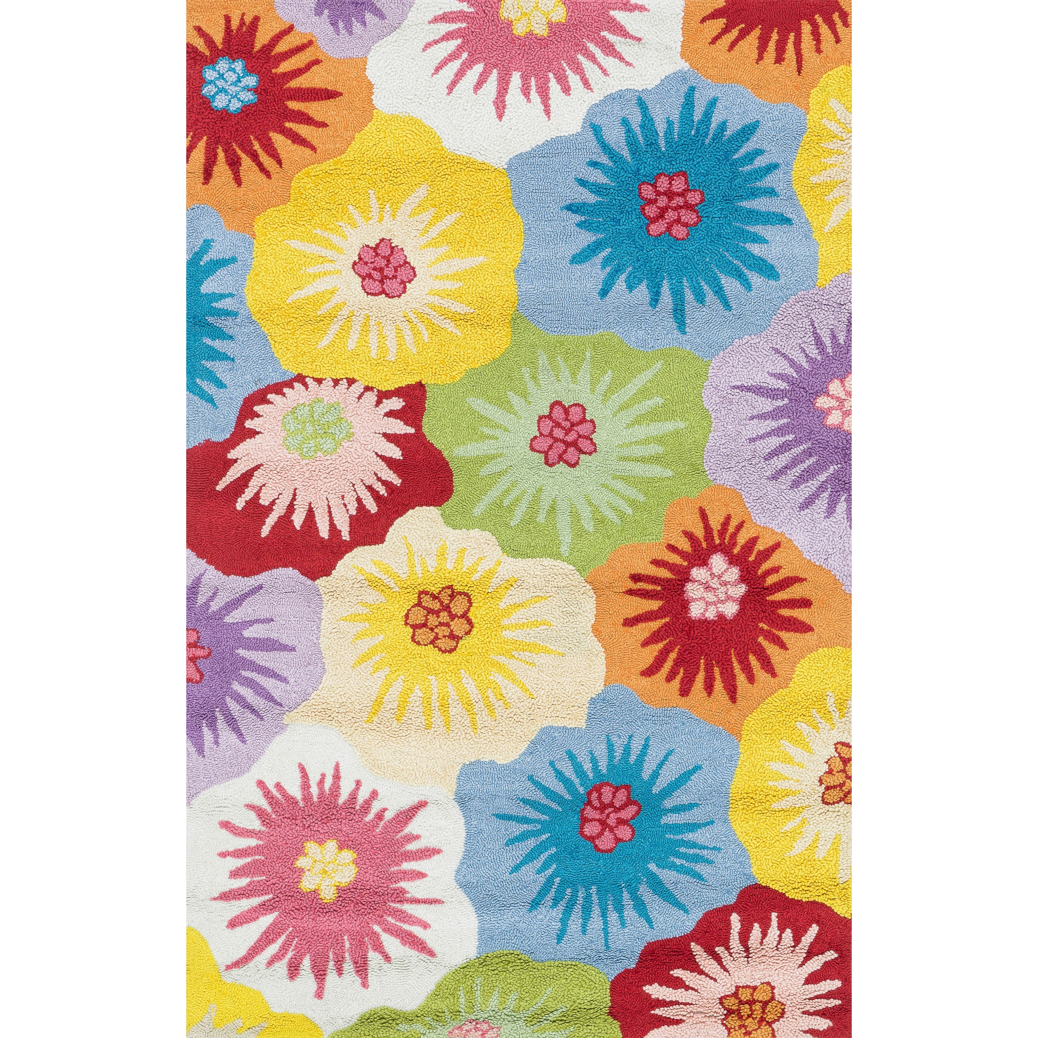 Hand hooked Peony Multicolor Floral Rug (36 X 56)