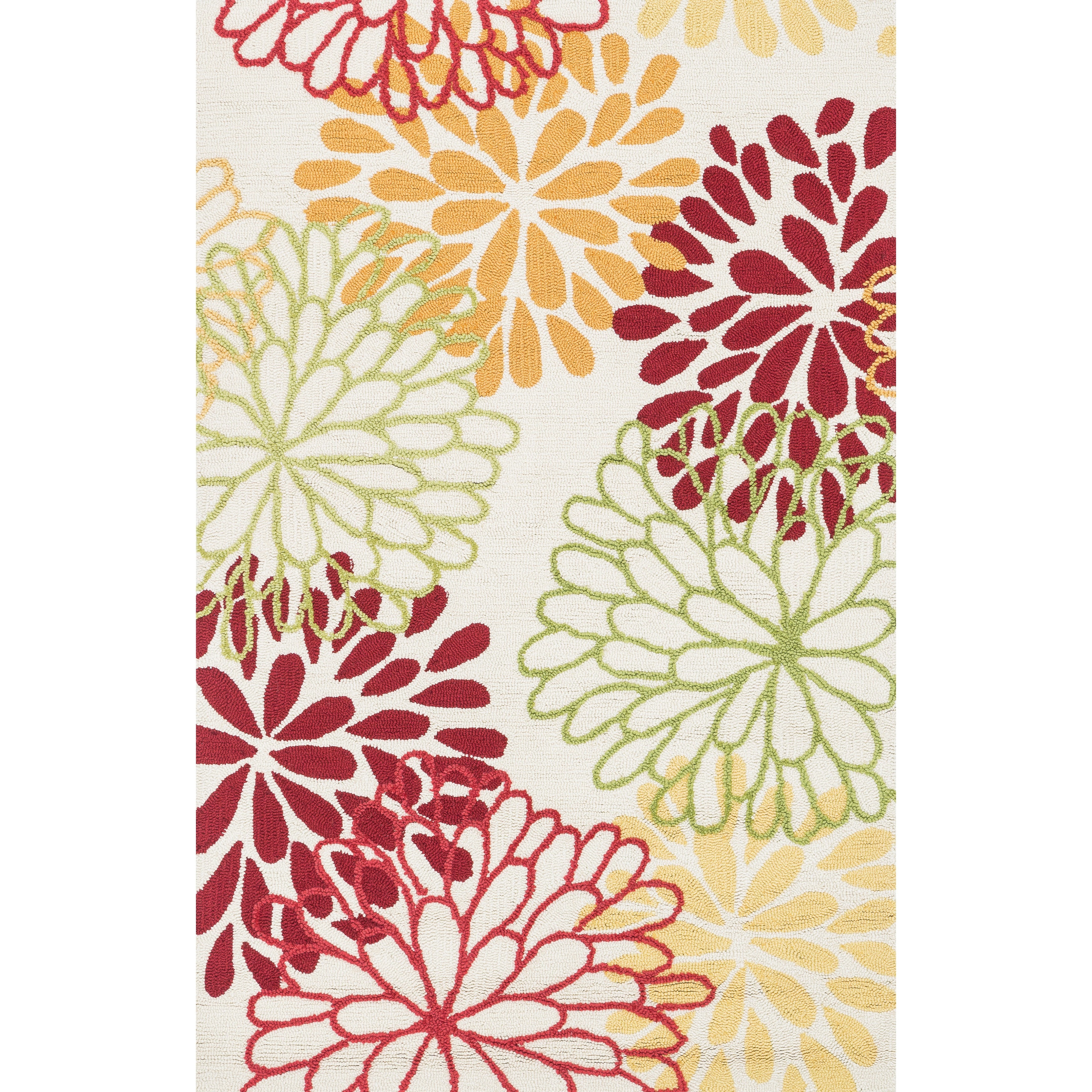 Hand hooked Peony Multicolor Floral Rug (36 X 56)