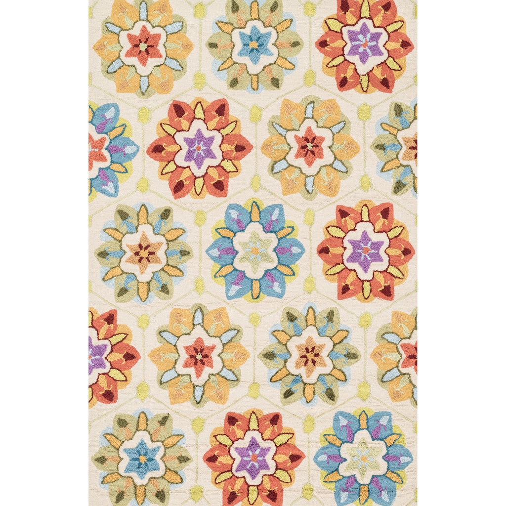 Alexander Home Hand-hooked Peony Geometric Rug