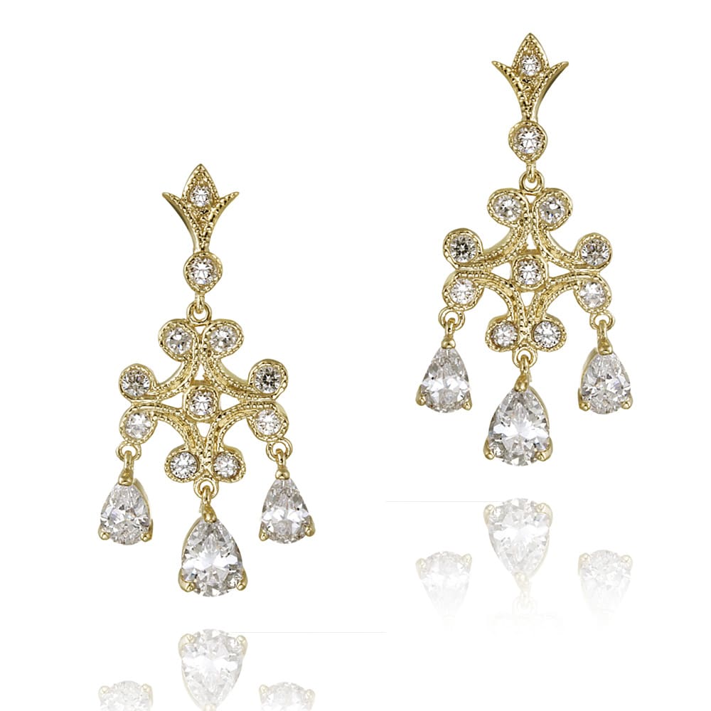 Shop Icz Stonez 14k Yellow Goldplated Cubic Zirconia Chandelier Earring Free Shipping On