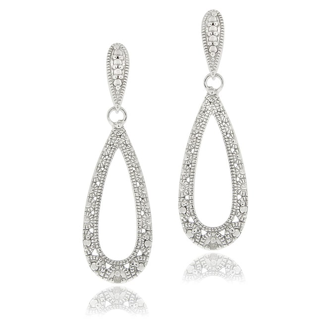 Shop DB Designs Sterling Silver Diamond Accent Lace Design Teardrop ...