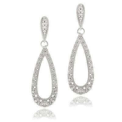 DB Designs Sterling Silver Diamond Accent Lace Design Teardrop Dangle Earrings