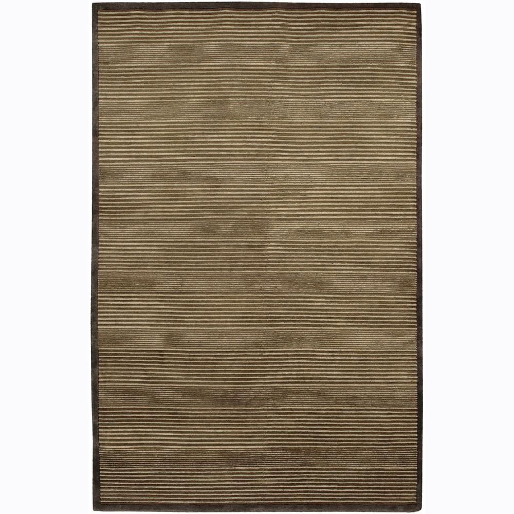 Hand knotted Brown/gold Mandara Wool Rug (2 X 3)