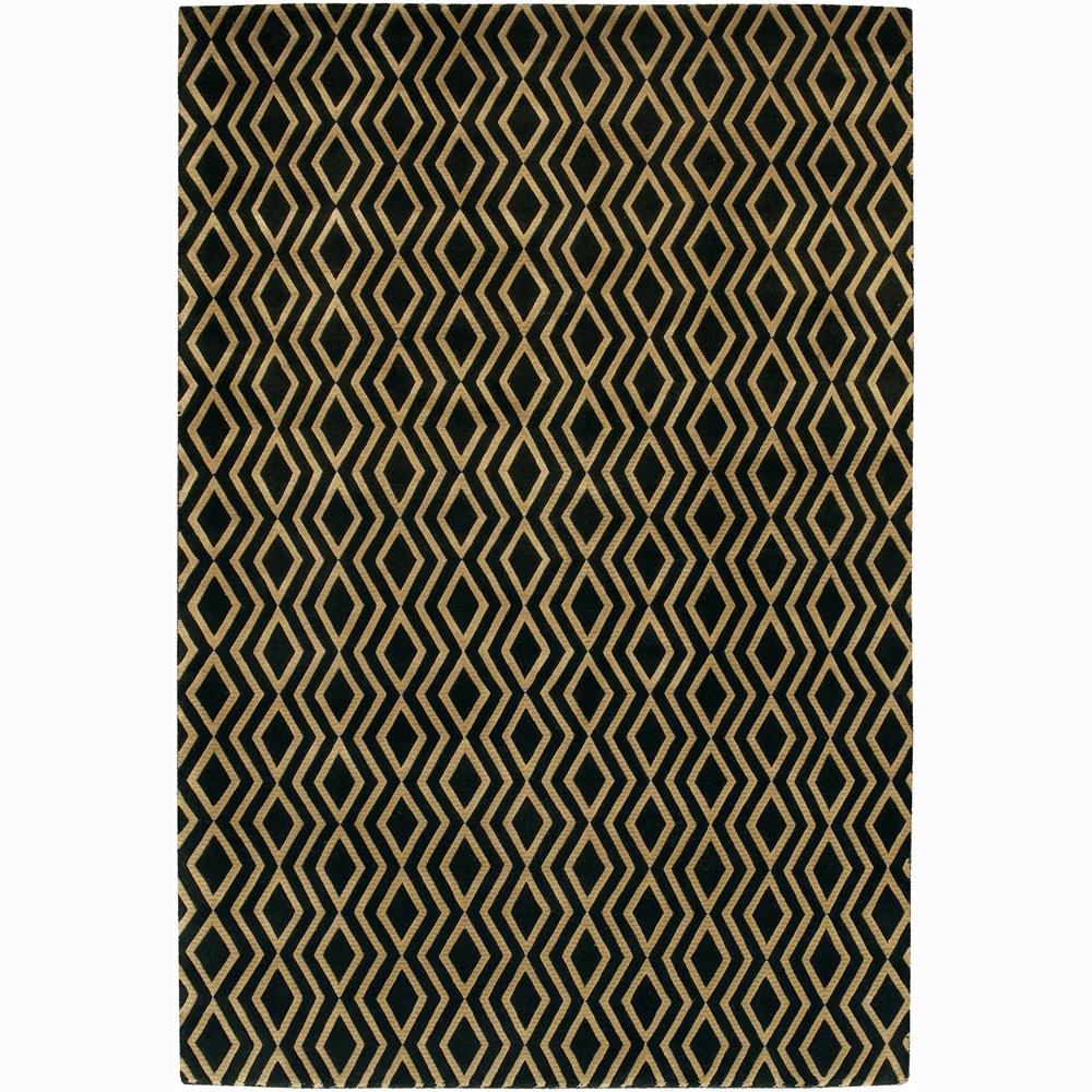 Hand knotted Mandara Gold Geometric Wool Rug (2 X 3)