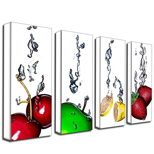 Roderick Stevens 'Splash II' 4-piece Gallery-wrapped Canvas Panel Art Set