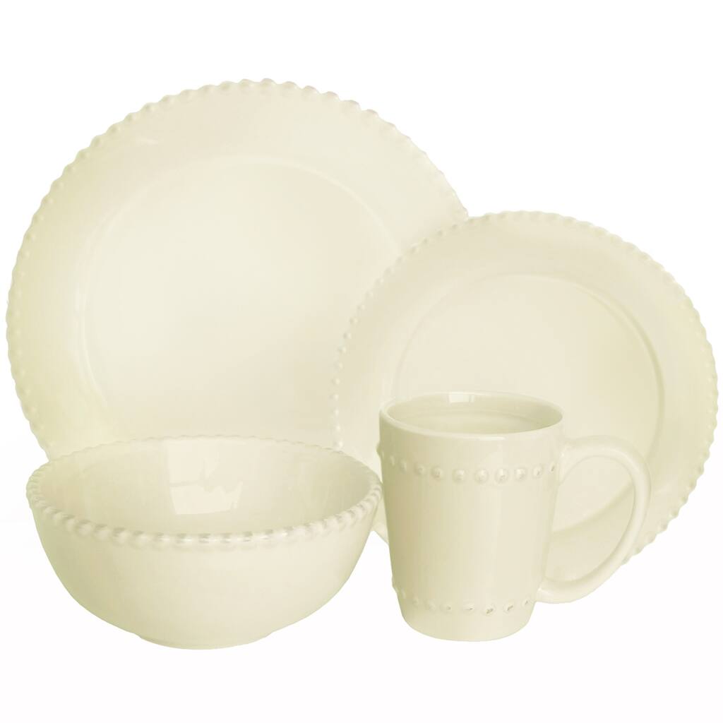 American Atelier Bianca Beaded Crema 16-pc Dinnerware Set