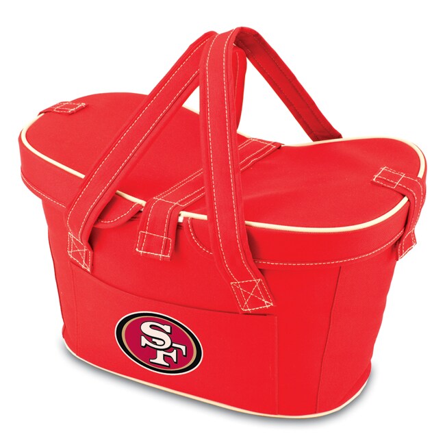 Picnic Time San Francisco 49ers Mercado Cooler Basket (RedDimensions 17 inches long x 9.75 inches wide x 10 inches highWater resistant linerFully removable double sided lidExterior front pocket )
