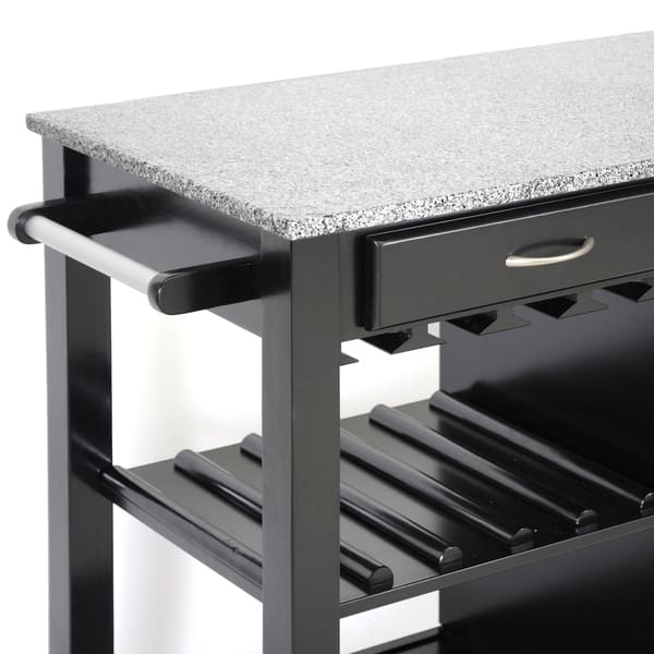 Phoenix Black Modern Kitchen Island with Granite Top Bed Bath