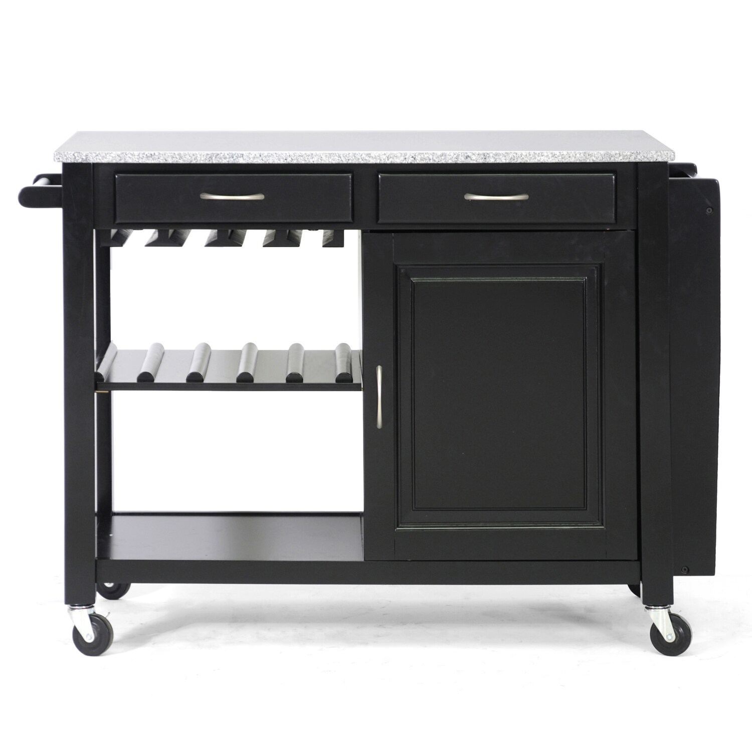 Phoenix Black Modern Kitchen Island with Granite Top