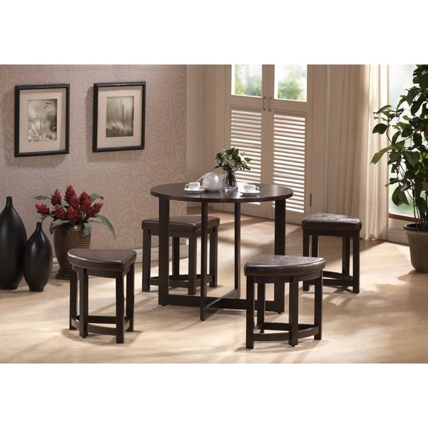 Baxton Studio Rochester Brown Modern Bar Table Set with Nesting Stools