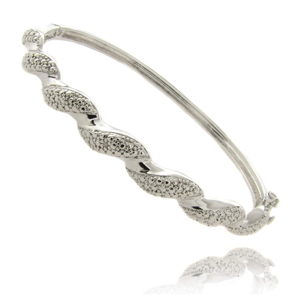 Finesque Silverplated Diamond Accent Twist Bangle Bracelet