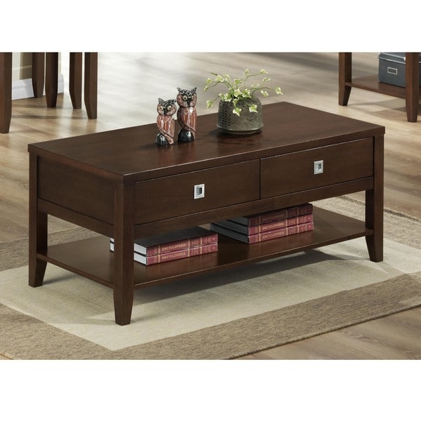 New Jersey Brown Wood Modern Coffee Table Overstock 6199022