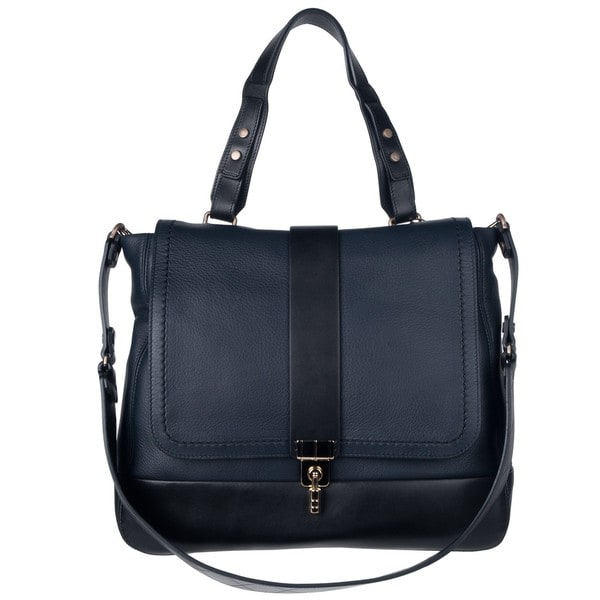 Lanvin Leopold Navy Black Deerskin Leather Shoulder Bag Lanvin X27 Leopold Navy Black Deerskin Leather Shoulder Bag