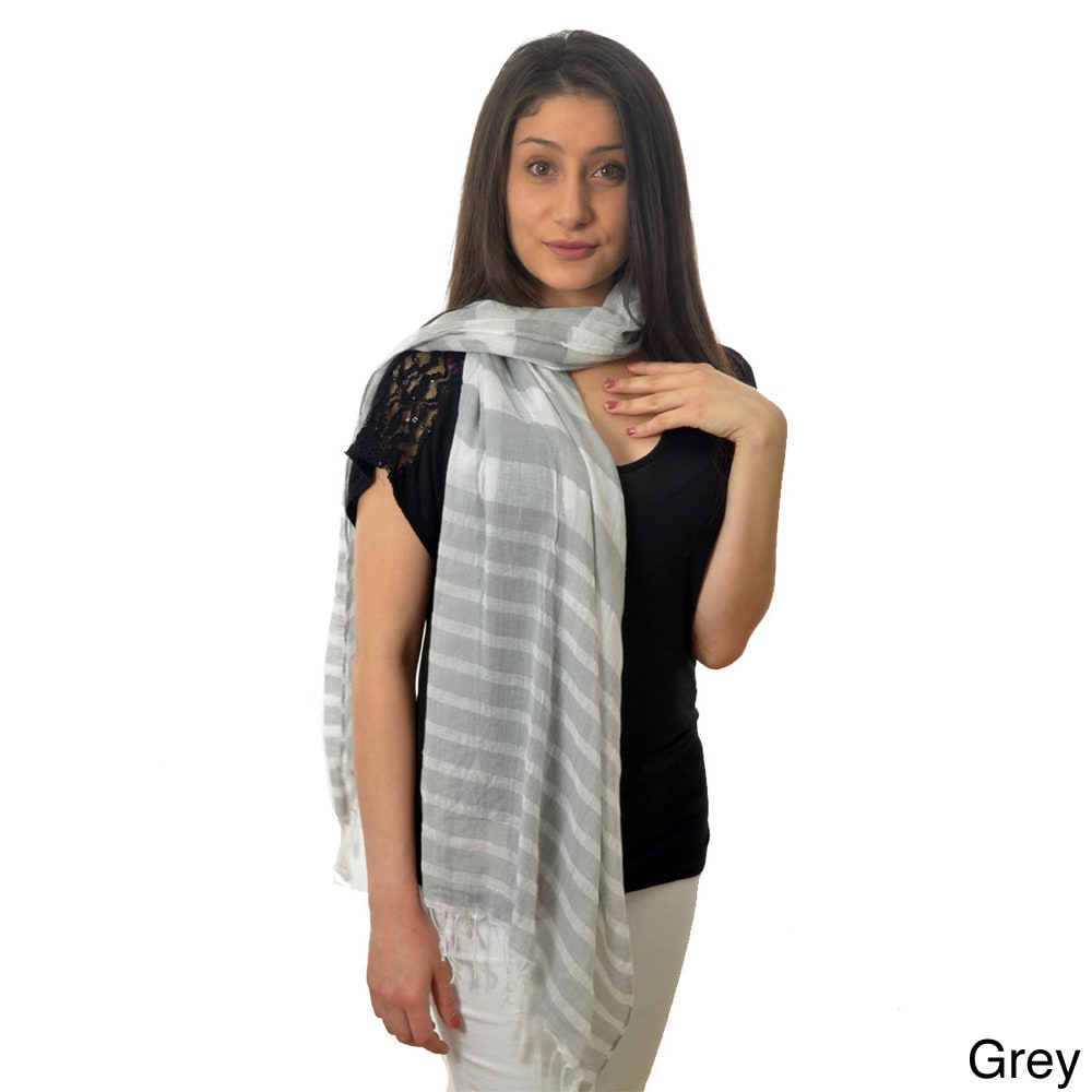 La77 La77 Mariner Striped Fringe Scarf Grey Size One Size Fits Most